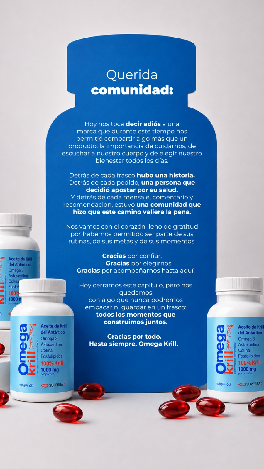 Aviso de OmegaKrill a su comunidad: agradecimiento y despedida — por el momento no se reciben nuevos pedidos.